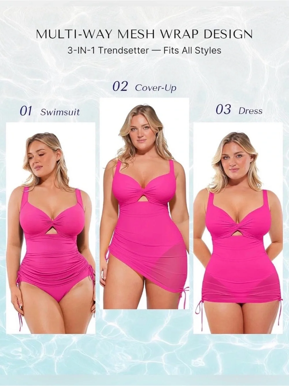 Plus-Size Twist Front One-Piece Swimsuit in Hot Pink